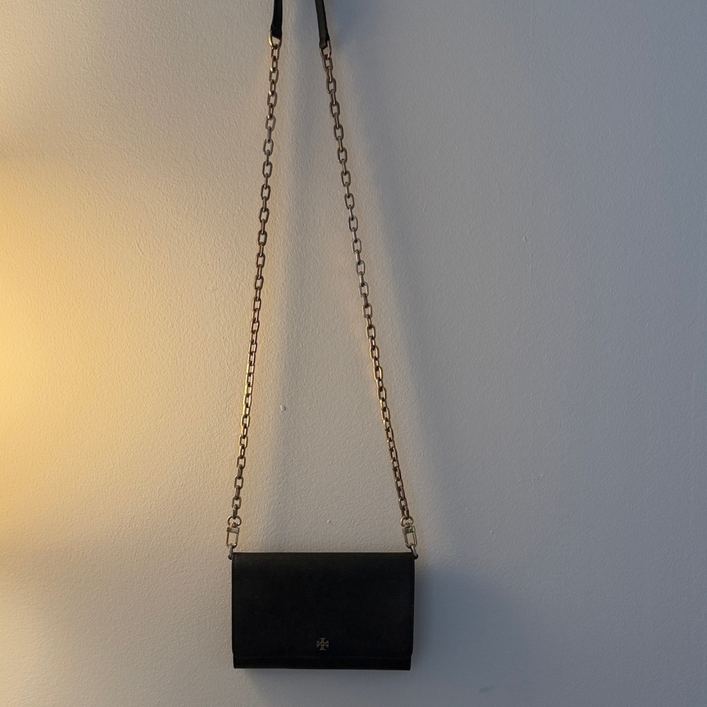 Tory Burch Black Crossbody Bag with Gold Chain